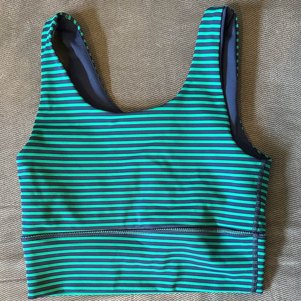 DYI Green Blue Striped Sports Bra XS